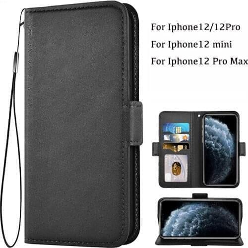 Wholesale 100pcs/lot new Flip Cover TPU+PU mobile cell phone Case For iphone 12 mini pro max back case with strap good quality