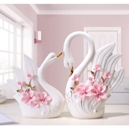 Modern simple and creative living room, wine cabinet, Ceramic Museum rack, sleeping room, swan porcelain ornaments, home