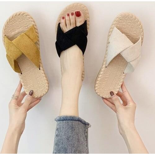 Slippers womens summer new style beach flat-bottomed lazy pregnant women shoes in-line sandals and slippers