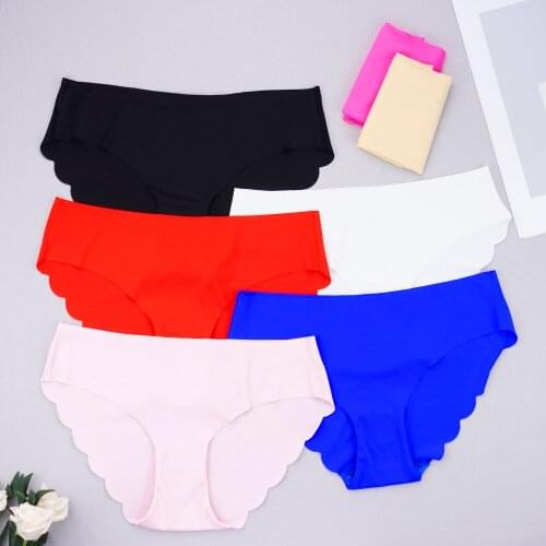 1 Piece Lot Women Underwear Wholesale Ice Silk Satin Panties Seamless Sexy Lingerie Femenina Solid Color Briefs Lady Underpants