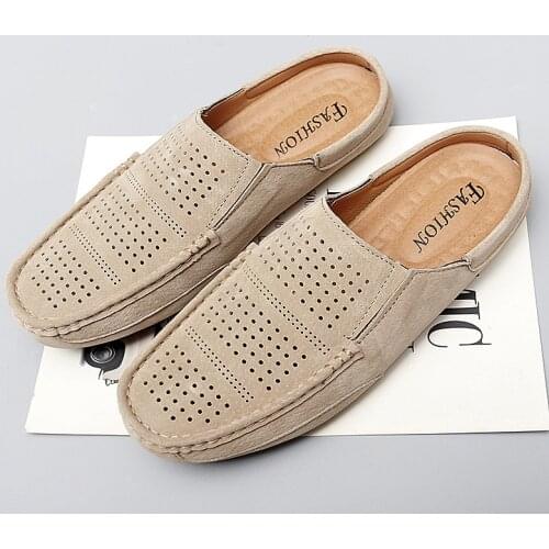 Spring And Autumn Mens Shoes Half Slippers Casual Luxury Shoes Men Fashion Breathable Antiskid Shoes Home And Outdoor Shoes