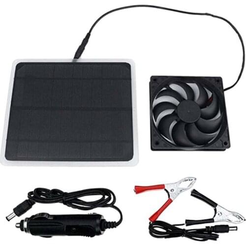 Solar Powered Fan Ventilator For Dog Greenhouse Chicken House Energy-saving Battery Clamp