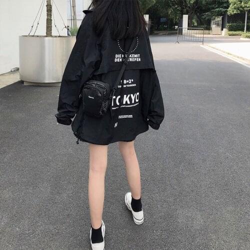 Spring 2021 new Korean Jacket Women Loose Harajuku Print and Patchwork Fashion College Work Clothes Long Sleeve clothing A112