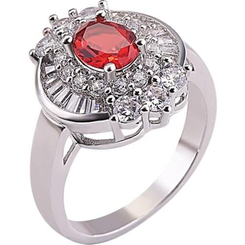 WYJZY Exquisite and unique shape red oval zircon ring for women fashion ladies exquisite decorative jewelry engagement ring