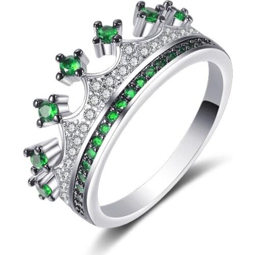 Women Luxury Wedding Band Ring Heart Queen Full CZ Rings Zircon Fashion Female Jewelry Anniversary Gift Green Red Black Rings