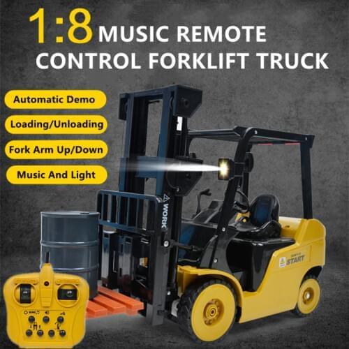 1:8 Remote Control Forklift Truck 11CH All Round Driving Fork Arm Up& Down Loading And Unloading Music And Light Electric RC Toy