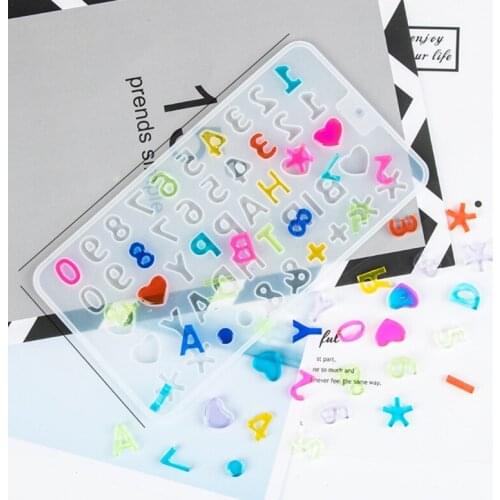 2 Pcs Alphabet Crystal Epoxy Resin Mold English Letters Number Pendant Keychain Casting Silicone Mould DIY Crafts Mold U90F