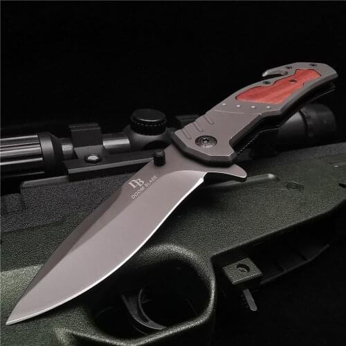 20.5CM (8') 58HRC Folding Knife Pocket Knives Outdoors CAMPING HUNTING Tactical Knife Survival Ebony Wood Handle