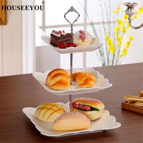 3 Tier Stainless Steel + Ceramic Round Cupcake Stand Wedding Birthday Cake Stand Display Tower