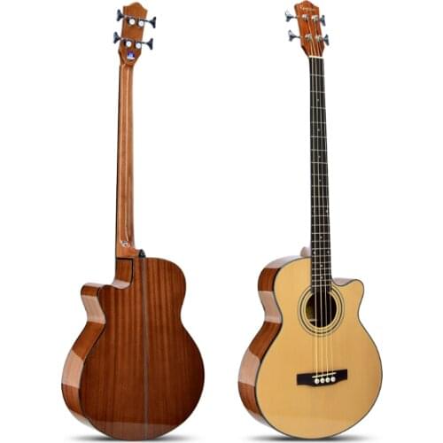 4-String Acoustic Bass Guitar Spruce Top Sapele Back and Side Panels for Children and Beginners Family Practice