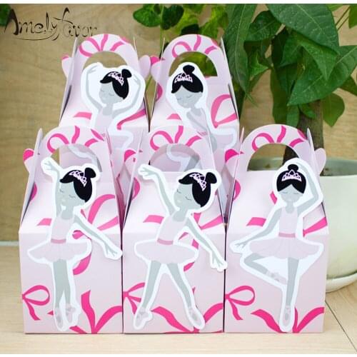 Ballerinas Theme Party Favor Box Ballet African Girls Candy Gift Cupcake Box Birthday Event Party Decorations Container Supplies