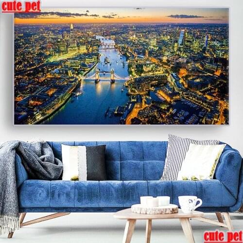 Large 5D Diamond Painting London City Architecture DIY Cross Stitch square Full Diamond Embroidery rhinestones Diamond Mosaic