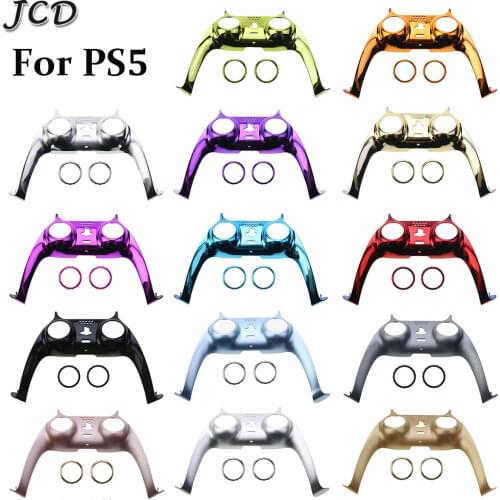JCD For Sony PS5 Controller Housing Shell Handle Middle Gamepad Decorative Strip Faceplate Protective Cover With Accent Rings