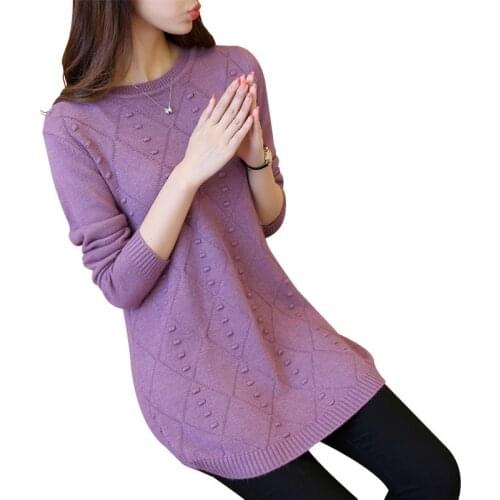 Plus size Embroidery Rabbit Long Sweater Dress Pullovers Fashion 2021 New Autumn Winter Warm Sweaters Pullover Female Tops