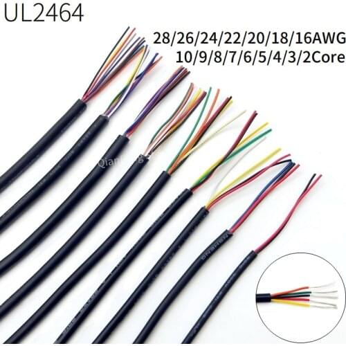 2M Sheathed Wire Cable 28 26 24 22 20 18 16 AWG Signal Cable 2 3 4 5 6 7 8 10 Cores Soft Electronic Audio Control Wire UL2464