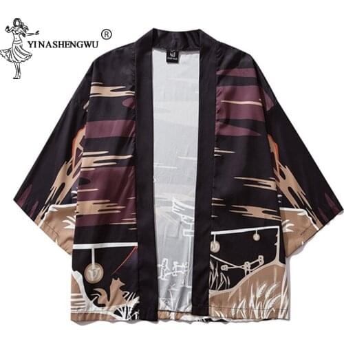 Kimono Cardigan Cosplay Costumes Traditional Unisex Japanese Kimono Printed Yukata Women Men Casual Shirt Kimonos Femme Asian