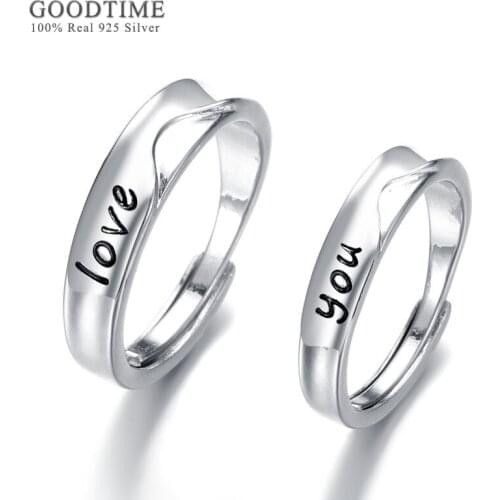 Fashion Genuine Silver 925 Rings For Lover Couple Love You Wedding Engagement Zircon Ring Jewelry Accessories For Party