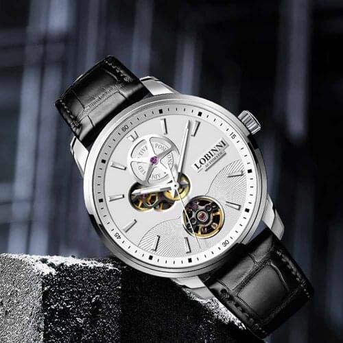 Lobinni Mens Automatic Mechanical Watches Luxury Sapphire Glass Swiss Stainless Steel Men Watch Waterproof Luminous Pointer