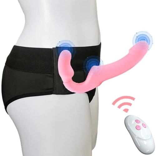 10 Speeds Strapless Strapon Dildo Vibrator Female Double Anal Prostate Massager Vibrating G Spot Adult Sex Toys For Women Couple