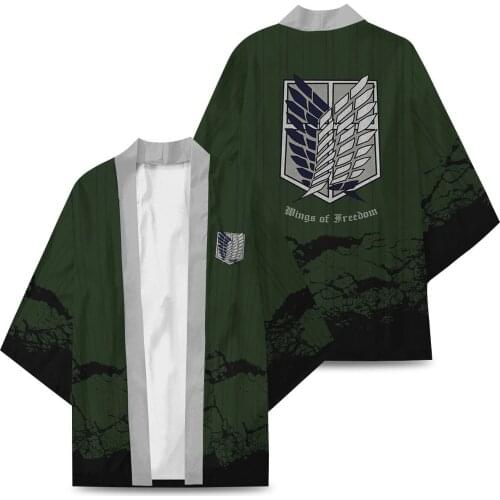 New Anime Attack On Titan Levi Ackerman Eren Jaeger Cosplay Costumes Kimono Scout Regiment Cloak Cardigan Haori Pajamas Bathrobe