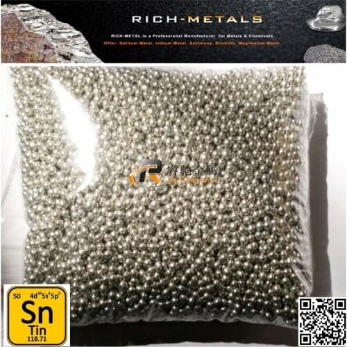 1000 gram 99.99% Tin metal shots, Tin Granules, Stannum granules, 2~5mm diameter