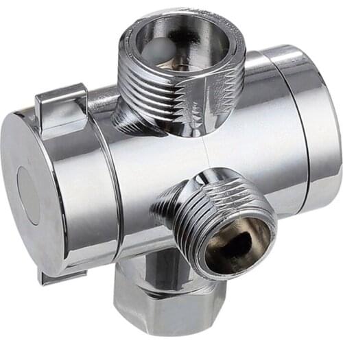 ABS Chrome 3 Way Diverter Hose Fitting T Shape Adapter Connector for Angle Valve Hose Bath Shower Arm Toilet