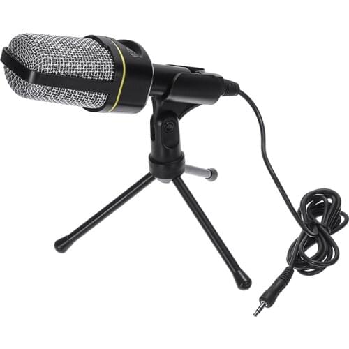 PC Karaoke Condenser Microphone 3.5mm Wired Stand USB Mic with Tripod Suitable For Audio Recording Computer Recording