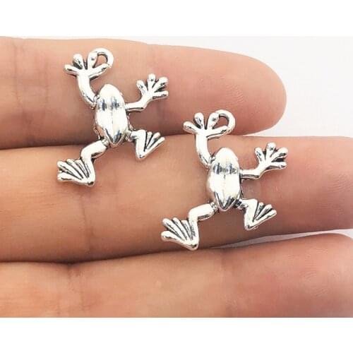 JINDINSP 10pcs 23x20mm Pendant Frog Animal Frog Charm Pendants For Jewelry Making Antique Silver Color Tree Frog Pendants