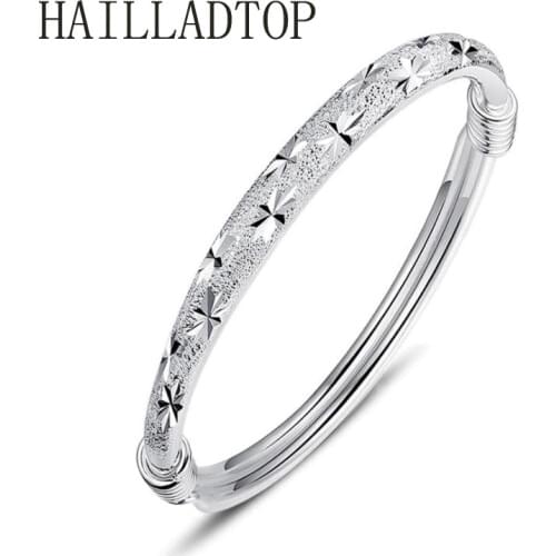 Silver Plated Bangles Bracelets Fashion Jewelry Wholesale Women Bridesmaid Gift Bangles Stars Retro Hypoallergenic kids Jewelry