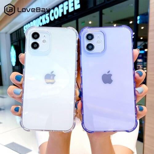Shockproof Armor Transparent Candy Color Phone Case For iPhone 12 11 Pro X Xs MAX XR 7 8 Plus SE 2020 Protected Soft TPU Back