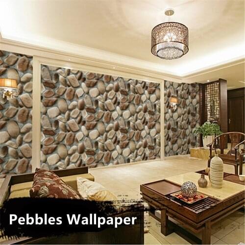 53cm*10m Self-Adhesive Wallpaper Imitation Cobblestone Wall Paper for Living Room Pebbles TV Background Wall Stickers Home Decor