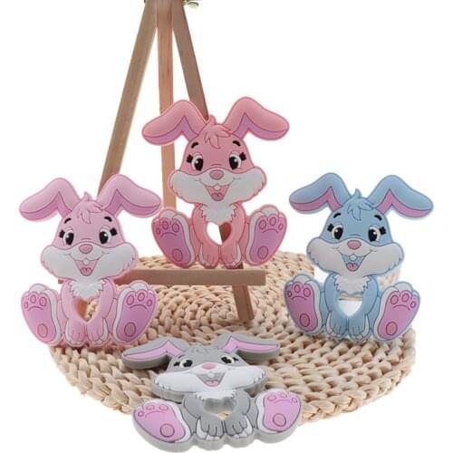10pcs Rabbit Silicone Teether Baby Teether Food Grade Silicone Teether For Teeth Baby Health BPA Free Pacifier Accessories