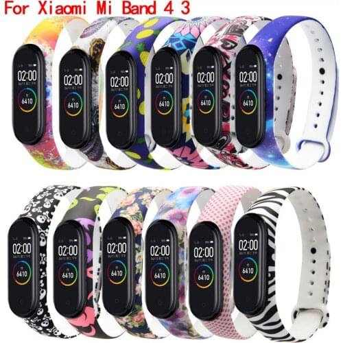 Silicone Strap For Xiaomi Mi Band 4 3 Sport Smart Bracelet Watch Colorful Printed Strap For Miband 4 3 watch band bracelet