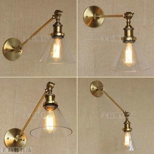 Modern Vintage Loft Adjustable Industrial Metal Wall Light retro swing arm brass wall lamp country style Sconce Lamp Fixtures