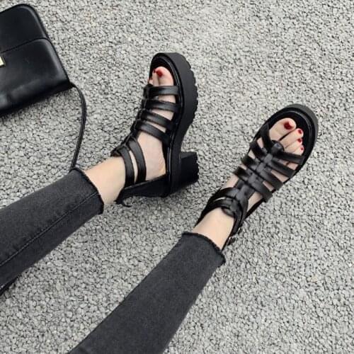 Block heel shoes Platform punk Shoes chunky sandals Casual Shoes high heels gladiators 2021 summer sandals wedges heel