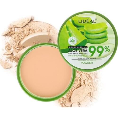 Waterproof 99% Aloe Vera Moisturizer Face Powder Smoothing Pressed Powder Breathable Makeup Concealer Brighten Foundation