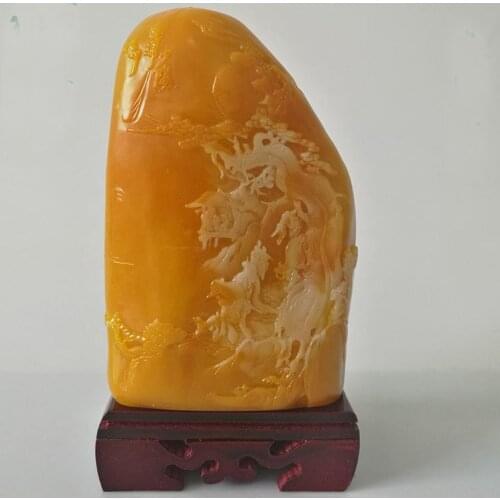 20CM TALL # 2020 Asia HOME lobby Company SHOP efficacious Talisman Mascot landscape jade carving Sculpture FENG SHUI statue