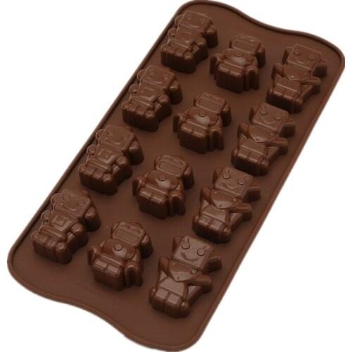 1Pc Baking Tools Silicone Mold 12-Cavity Robot Shape Mold Chocolate Mold For Baking/Ice/Soap Non-stick