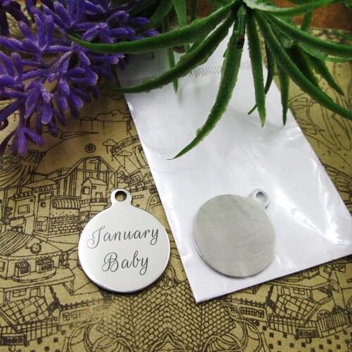 20pcs--"January Baby"stainless steel charms 5 styles for choosing DIY Charms for necklace bracelets