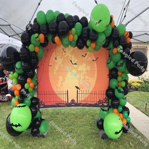 167pcs Matte Black Apple Green Orange Halloween Decorations Baby Shower Gender Reveal Birthday Party Balloon Arch Kit