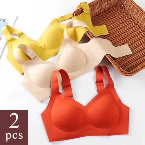 2pcs/set Thai Latex Women Underwear New Fashion Wide Straps Push up Bra Wire Free Adjustable Sportswear Ladies Comfort Bras