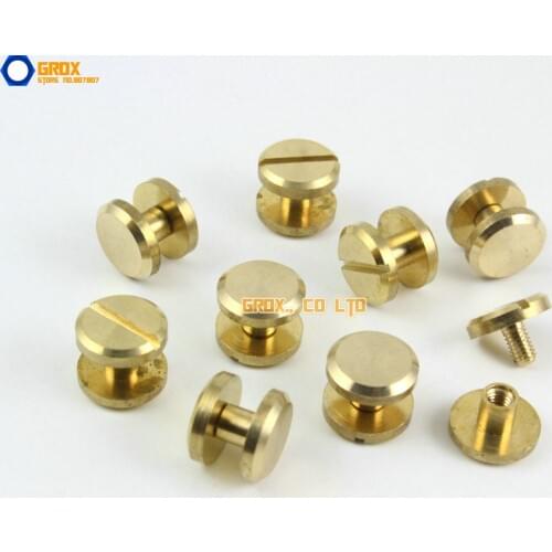 30 Pieces 10*4mm Leather Craft Belt Wallet Solid Brass Nail Rivet Chicago Screw Flat Head