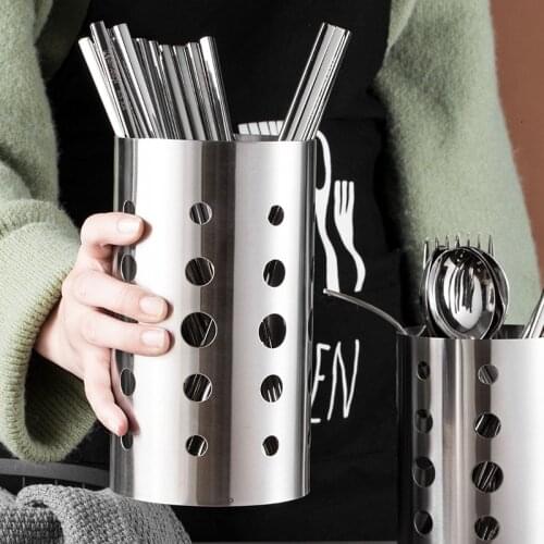 304 Stainless Steel Cutlery Storage Box Tableware Folks Knife Organizer Kitchen Container Accessories Holder Drainer Basket