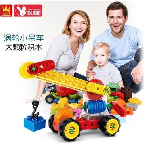 33pcs worm gear crane Big size building blocks Creative/tecnic/education Parents and child diy toys for kids gift above age 3