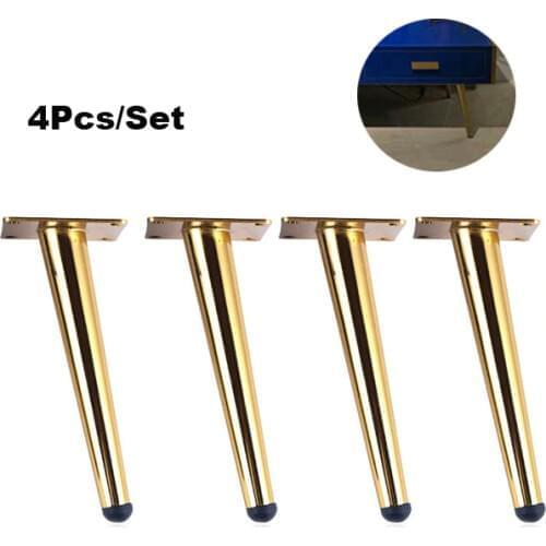 4 pieces of metal furniture feet 20cm, table, cabinet feet, sofa bed, TV cabinet feet with mounting screws, gold tilt feet