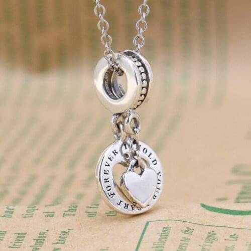 Bewill S925 Silver Heart-shaped Pendant Charms Beads Bracelet Diy Accessories