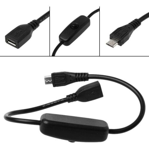 Micro USB Power Supply Extension Cable On Off Switch for Raspberry Pi Android