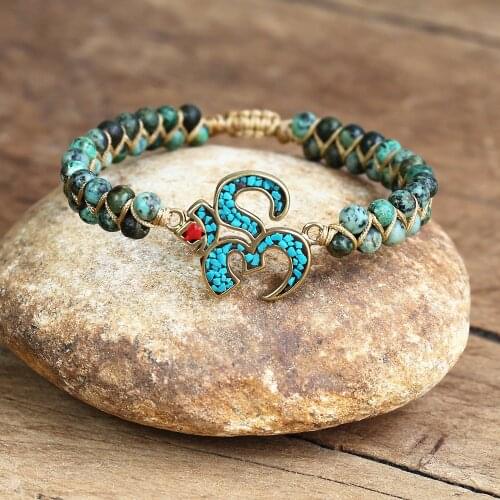 Natural Stone Charm Bracelets Buddhism OM String Braided Strand Bracelets Friendship Wrap Bracelet Femme Women Jewelry