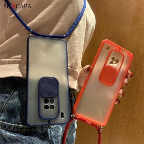 Phone Case For Huawei Y9A Crossbody Strap Necklace Lanyard Case For Huawei Y7A P Smart 2021 Slide Camera Protection Lens Cover