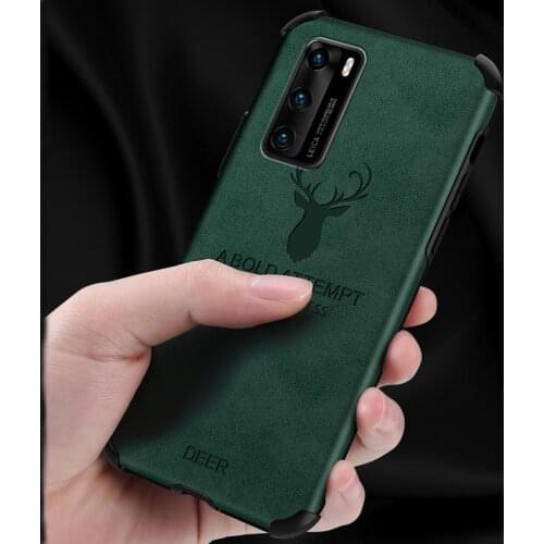 For Huawei P40 P30 Pro P40 Lite Case Soft Silicone+Leather PU Deer shockproof Back Cover Case for huawei p20 Pro P Smart Z 2019